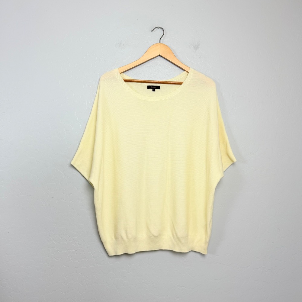 Quince Pale Custard Yellow Cotton Cashmere Link-Stitch Dolman Sweater XL